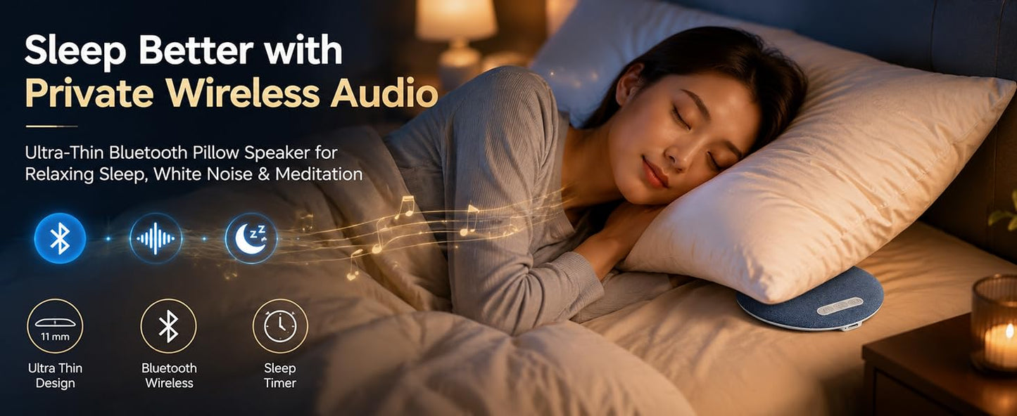 Snoovio Sleep Pillow Speaker – Wireless Bluetooth Under-Pillow Speaker for Music, Podcasts & Relaxation