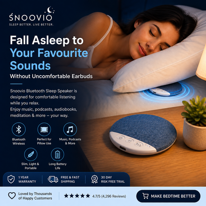 Snoovio Sleep Pillow Speaker – Wireless Bluetooth Under-Pillow Speaker for Music, Podcasts & Relaxation