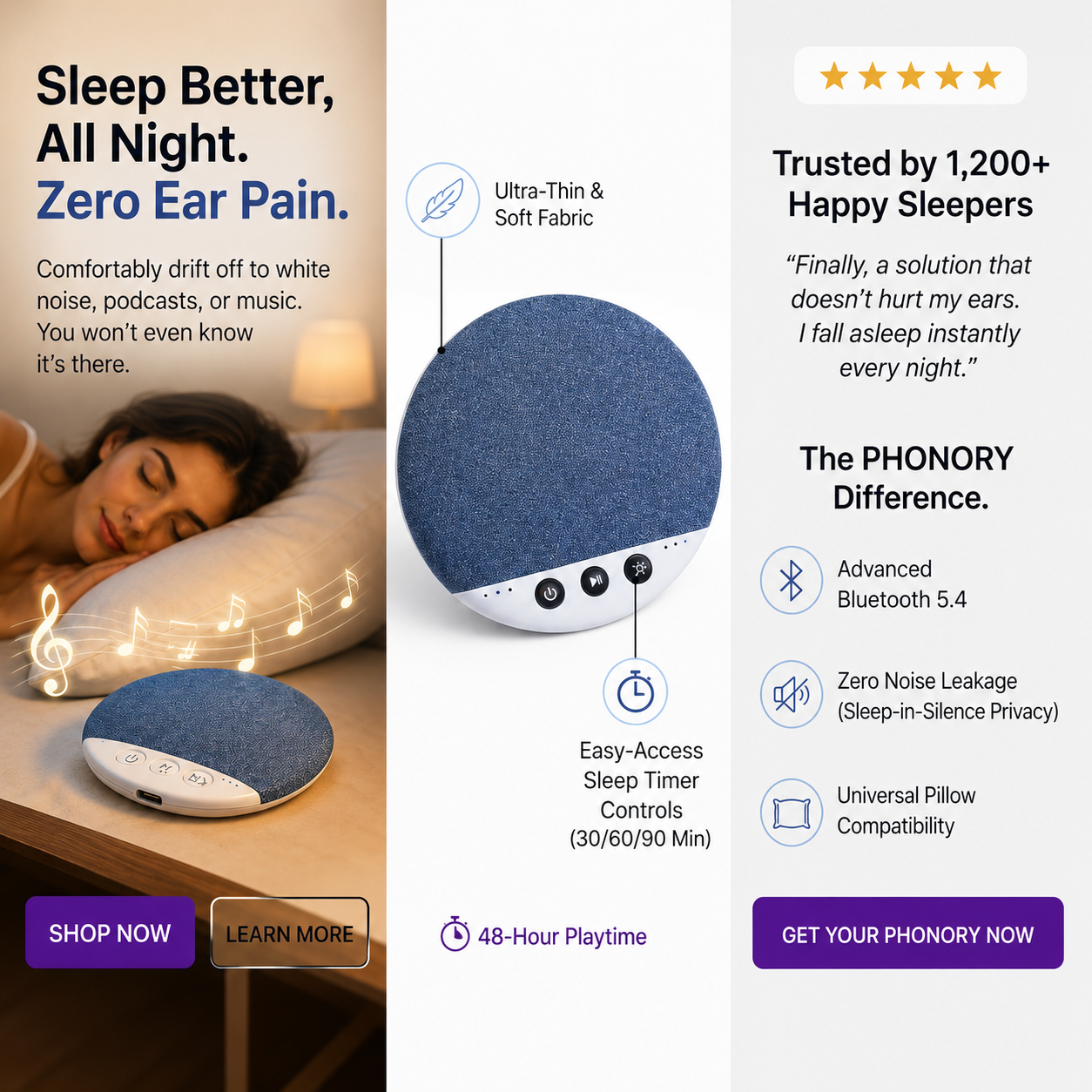 Snoovio Sleep Pillow Speaker – Wireless Bluetooth Under-Pillow Speaker for Music, Podcasts & Relaxation